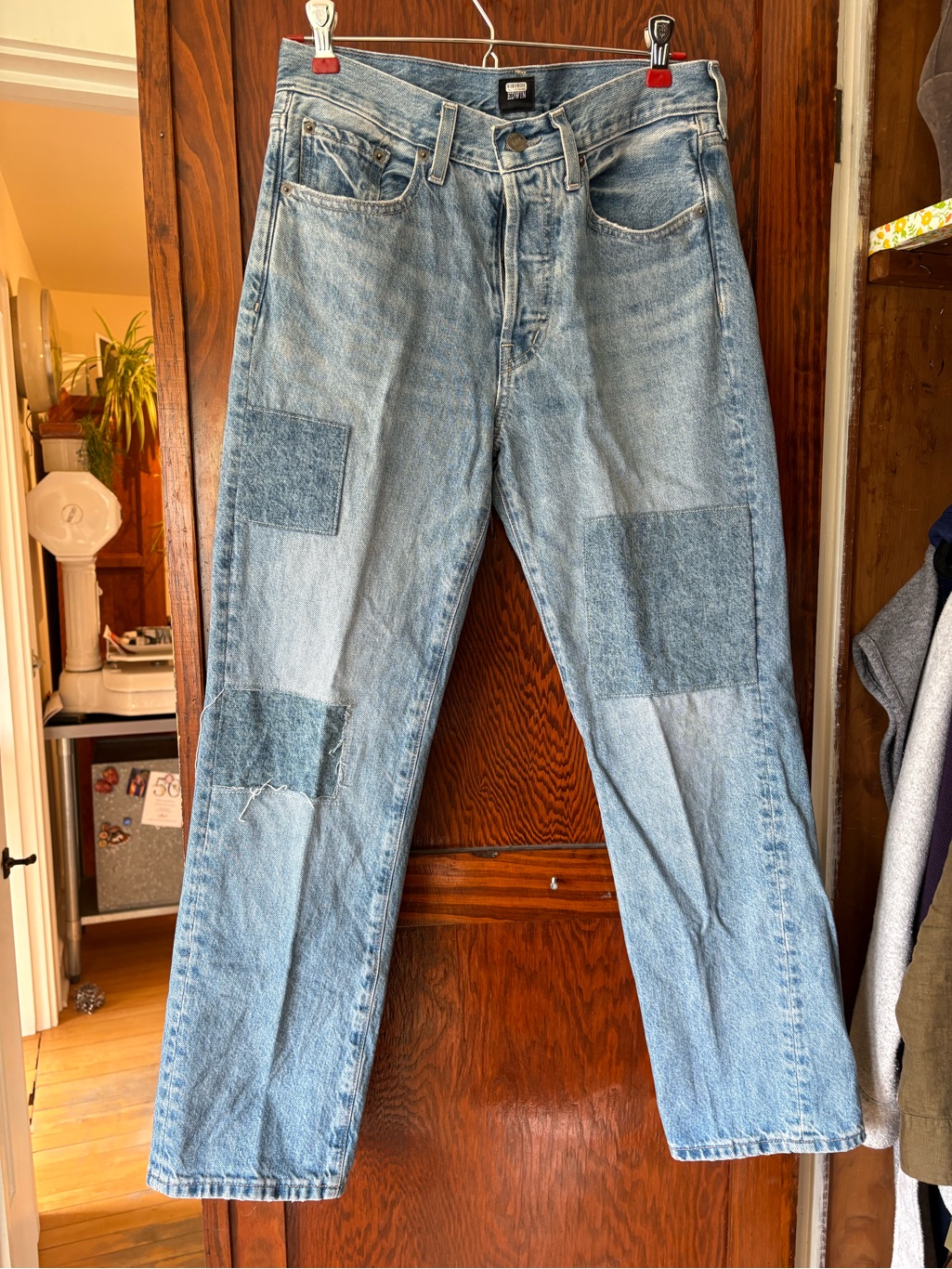 Edwin Light Blue High-Rise Women's Jeans With Patchwork